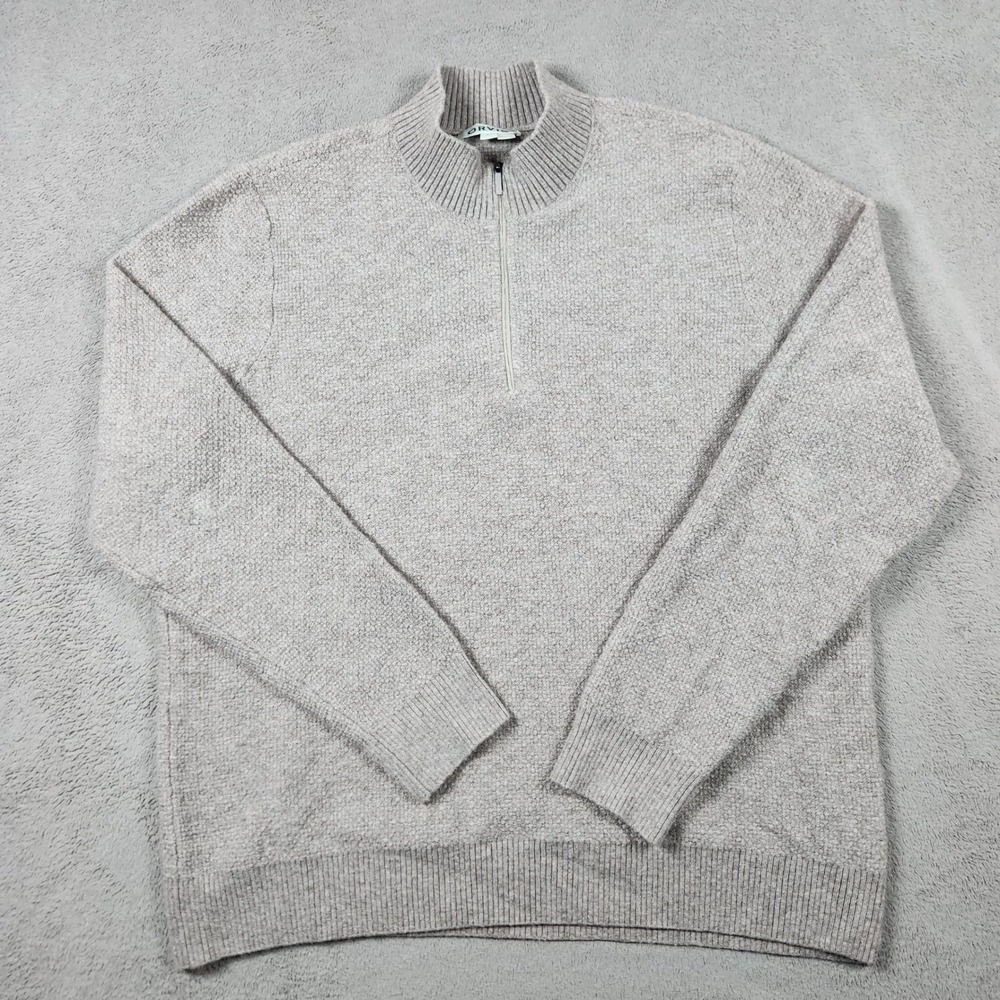 Orvis 1/4 Zip Pullover Sweater Mens size Large Wool Blend Heather Textured Knit